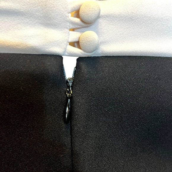 Joseph Ribkoff Vintage 70s-80s Black & White Mesh Bow Jumpsuit, 10-14 - Picture 10 of 14